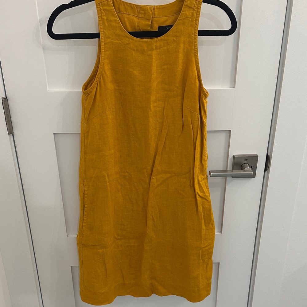 Mustard Yellow Sleeveless Linen Dress